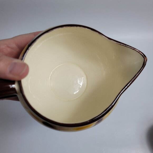 Metlox Poppytrail Vernon Kilns Organdie Sauce Bowl Gravy Boat Brown Yellow Plaid - Picture 7 of 13